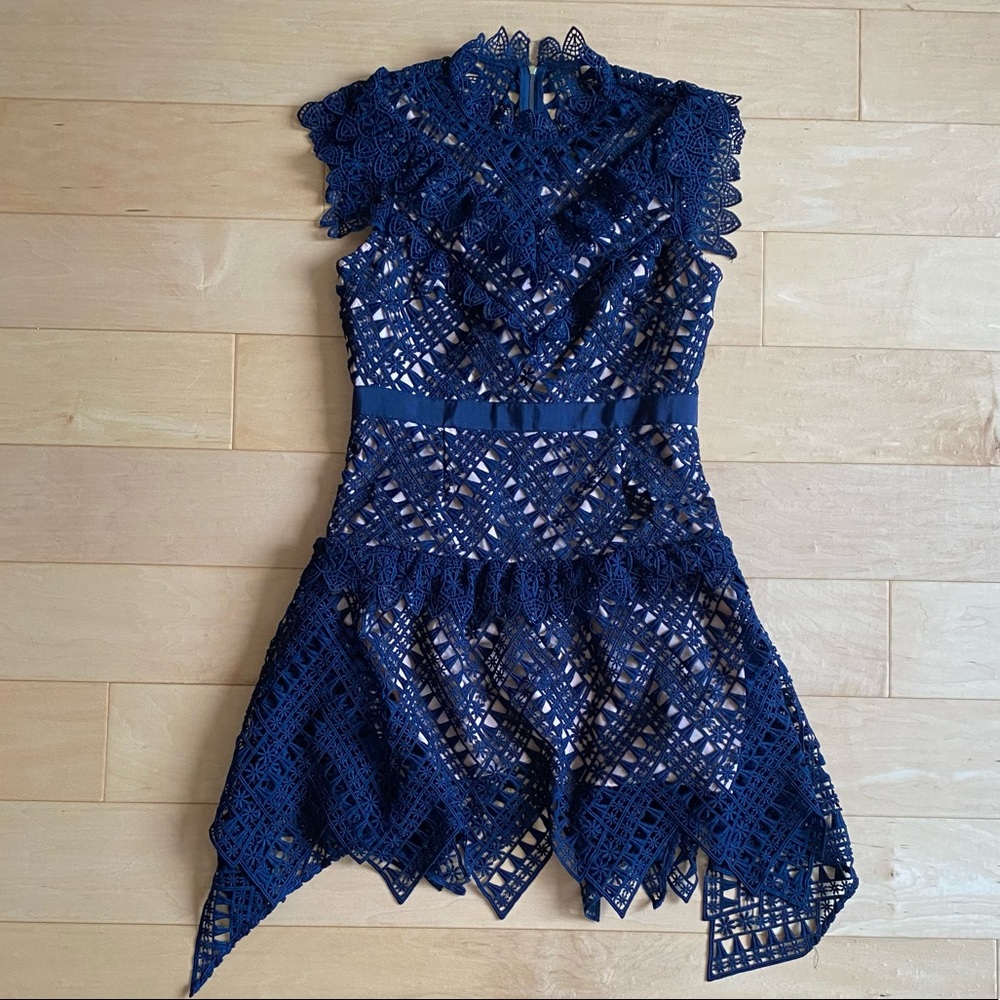 Self-Portrait Fairy Tale Abstract Triangle Lace Mini Dress